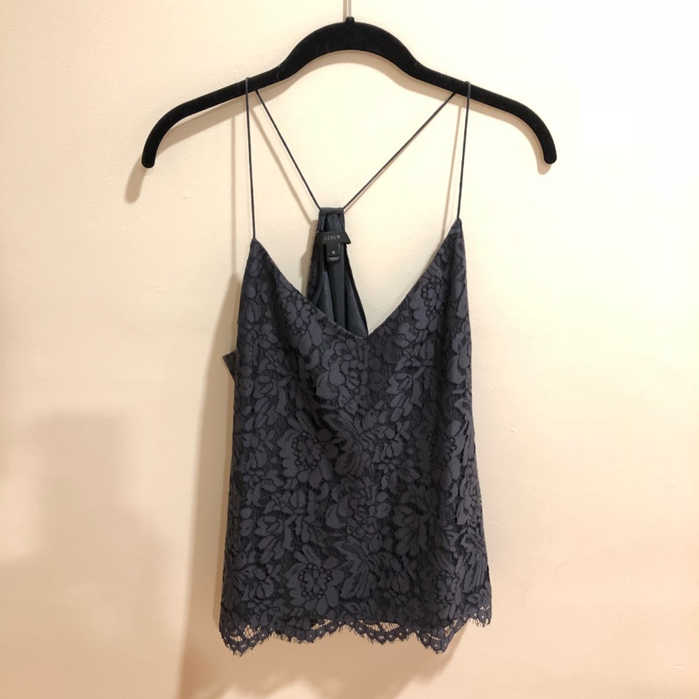 Gray lace spaghetti strap tank